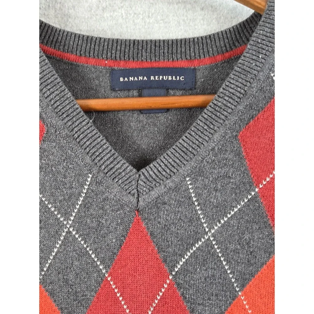 Banana‎ Republic Silk Cashmere Argyle Sweater Vest Mens M Old Money Academia Y2K